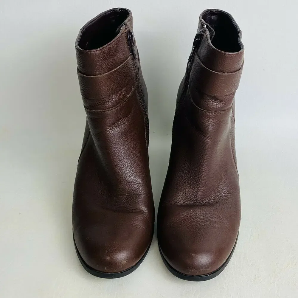 Cole Haan Ankle Boots Rhinecliff Grand Leather Bootie Brown‎ Side Zip Sz 7B